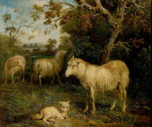 Копия картины "landscape with sheep" художника "уорд джеймс"