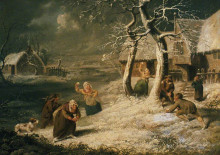 Копия картины "peasants snowballing" художника "уорд джеймс"