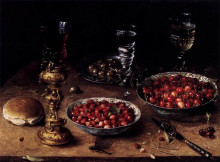 Репродукция картины "still life with cherries and strawberries in china bowls" художника "беерт осиас"