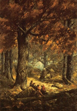 Копия картины "nut gatherers in the forest" художника "уотсон гомер"