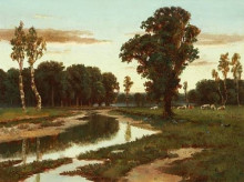 Копия картины "grazing cattle near the river" художника "уотсон гомер"