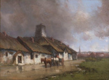 Копия картины "horse and cart with cottage under stormy sky" художника "уотсон гомер"