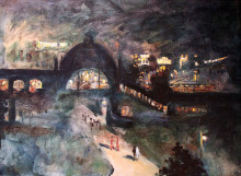 Картина "train station nollendorfplatz at night" художника "ури лессер"