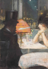 Репродукция картины "dame und herr im restaurant" художника "ури лессер"