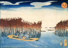Репродукция картины "seaweed gatherers at omari" художника "утагава куниёси"