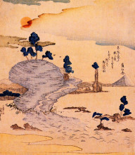 Картина "island enoshima. the fuji can be seen far away" художника "утагава куниёси"