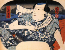 Репродукция картины "man on a boat" художника "утагава куниёси"