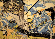 Копия картины "minamoto yorimitsu also known as raiko" художника "утагава куниёси"