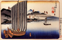 Репродукция картины "sailing boat" художника "утагава куниёси"