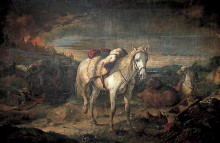 Репродукция картины "riderless war horses after the battle of sedan" художника "бейкер томас джонс"