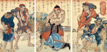 Репродукция картины "suikoden triptych the fishermen" художника "утагава куниёси"