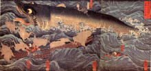 Картина "tametomo rescued from the sea monster by tengu" художника "утагава куниёси"