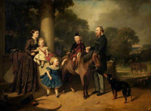 Репродукция картины "charles henry and mary crompton-roberts and their children at field house, clent" художника "бейкер томас джонс"