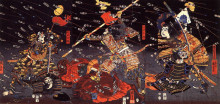 Репродукция картины "the last stand of the kusunoki at shijonawate" художника "утагава куниёси"