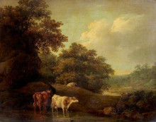 Копия картины "landscape with cattle" художника "бейкер томас джонс"