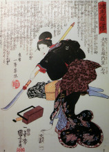 Репродукция картины "ishi-jo, wife of oboshi yoshio, one of the loyal ronin" художника "утагава куниёси"