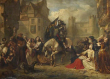 Копия картины "news of battle. edinburgh after flodden" художника "бейкер томас джонс"