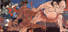 Копия картины "wrestling" художника "утагава куниёси"