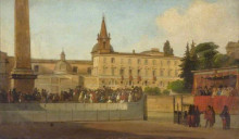 Репродукция картины "scene in the piazza del popolo, rome" художника "бейкер томас джонс"