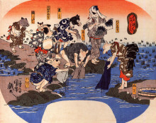 Репродукция картины "animals dyeing fabrics" художника "утагава куниёси"