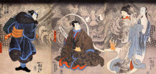 Картина "apparition of the monstrous cat" художника "утагава куниёси"