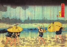 Копия картины "at the shore of the sumida river" художника "утагава куниёси"