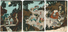 Картина "ushiwaka-maru training with the tengu" художника "утагава кунисада ii"