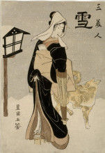 Репродукция картины "three beauties: snow" художника "утагава тоёкуни"