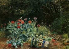 Копия картины "summer flowers in a quiet corner of the garden" художника "бейтс дэвид"