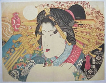 Репродукция картины "a bust portrait of a beauty" художника "утагава тоёкуни ii"