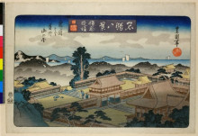 Копия картины "view of mountains of awa province from tsurugaoka, near kamakura" художника "утагава тоёкуни ii"