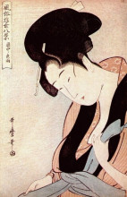 Картина "woman in bedroom on rainy night" художника "утамаро китагава"