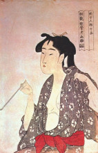 Картина "woman smoking" художника "утамаро китагава"