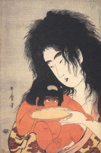 Репродукция картины "yamanba and kintaro sakazuki" художника "утамаро китагава"