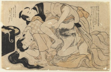 Копия картины "amorous couple" художника "утамаро китагава"