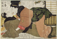 Картина "the kiss" художника "утамаро китагава"