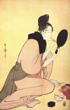 Картина "courtesan applying lip rouge" художника "утамаро китагава"
