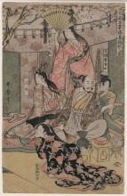 Картина "hideyoshi and his wives" художника "утамаро китагава"