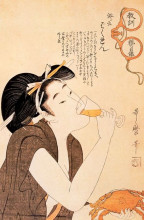 Репродукция картины "japanese domestic scene" художника "утамаро китагава"