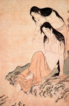 Картина "girls pearl-divers" художника "утамаро китагава"