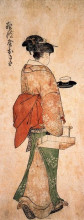 Репродукция картины "okita the tea house girl" художника "утамаро китагава"
