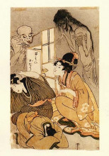 Копия картины "one hundred stories of demons and spirits" художника "утамаро китагава"