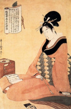 Копия картины "reading a letter" художника "утамаро китагава"