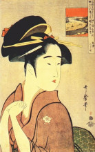 Репродукция картины "the geisha kamekichi" художника "утамаро китагава"