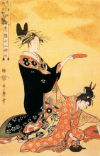 Картина "the hour of the boar" художника "утамаро китагава"