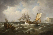 Репродукция картины "seascape with french shipping" художника "уэбб джеймс"