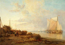 Копия картины "unloading dutch fishing boats" художника "уэбб джеймс"