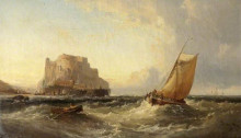 Репродукция картины "off the cornish coast, st michael&#39;s mount" художника "уэбб джеймс"