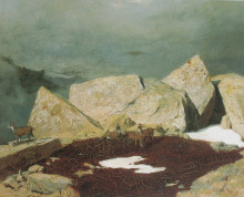 Копия картины "high mountains with chamoises" художника "бёклин арнольд"