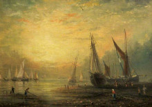 Репродукция картины "a seascape with yachts at sunset" художника "уэбб джеймс"